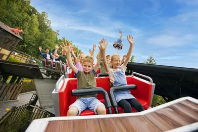 Kids on a dragon hunt Rollercoaster at LEGOLAND Deutschland
