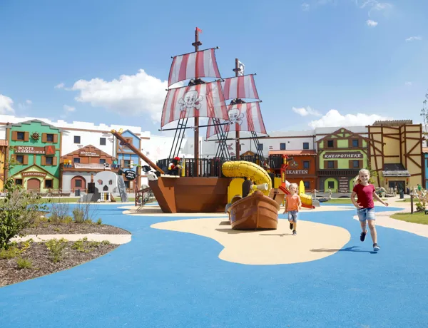 Children playing on Pirate Island playground in LEGOLAND Holiday Village